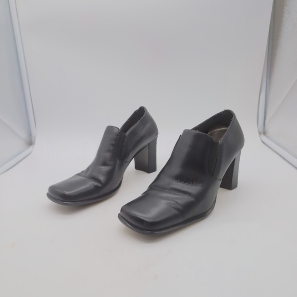 Vintage Sam & Libby Sz 8.5 Block Heel Black Leather Women's Shoes - Picture 10 of 10